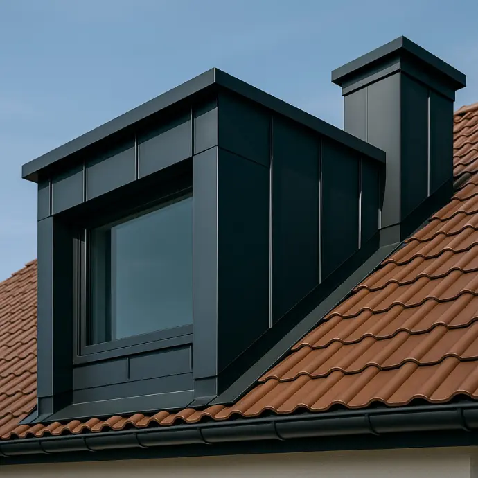 Kamin und Gaubenverkleidung aus Blech Landeck